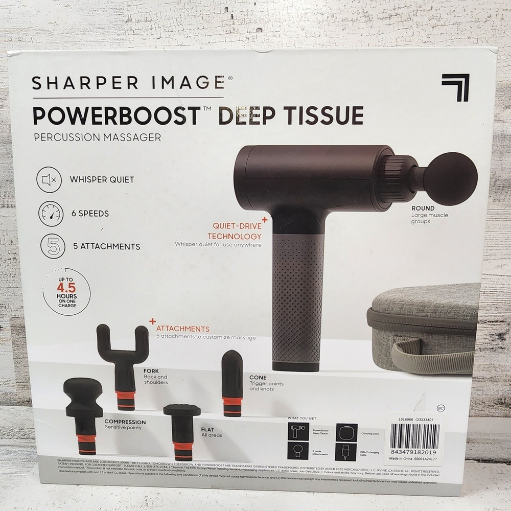 Sharper‎ Image Percussion Massager Unisex Gray PowerBoost Deep Tissue NEW